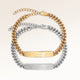 Couples bracelets, pair of two bar bracelets in gold and silver with personalized engraving, from Mon Chou