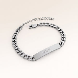 Personalized bar silver bracelet for women with space for engraving of text or coordinates