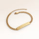 Personalized bar gold bracelet for women with space for engraving of text or coordinates