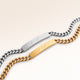 Couples bracelets, pair of two bar bracelets in gold and silver with personalized engraving, from Mon Chou