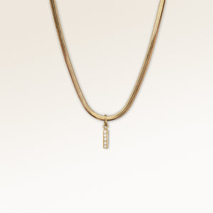 Letter pendant I in gold with white zircons, personalized initial necklace from Mon Chou