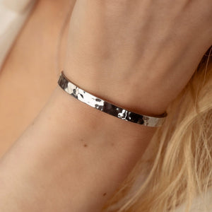 Friendship bracelets, pair of two bangle bracelets in silver with personalized engraving, from Mon Chou
